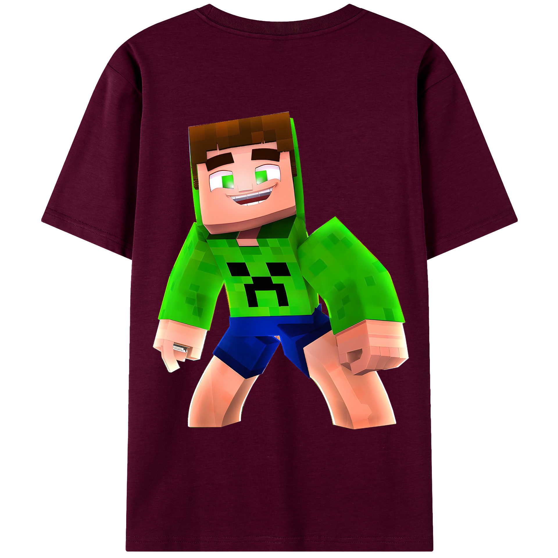 （画像用） マインクラフト ブロックの世界 Minecraft MC Block world レディース半袖Tシャツ(バックプリント)